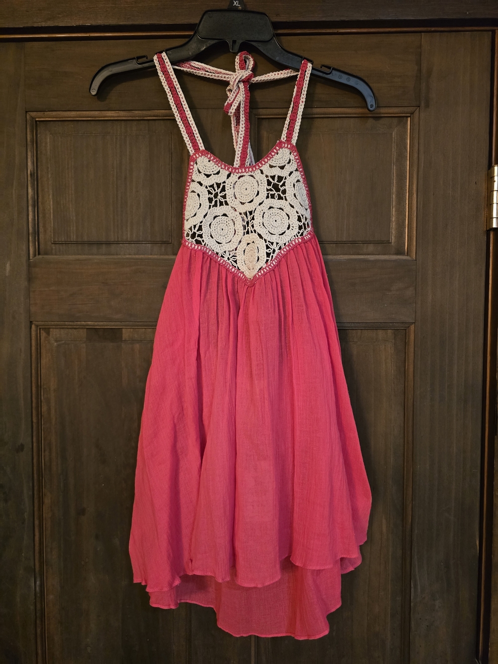 O Pink Crochet-Accent Summer Dress/Top